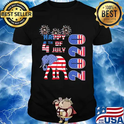 Elephant happy 4th of july 2020 american flag independence day shirt