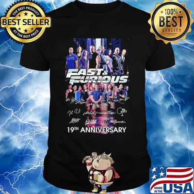 Fast and furious 19th anniversary characters signatures shirt
