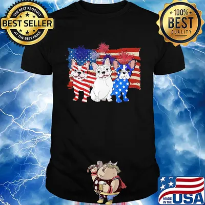 French bulldog firework american flag independence day shirt