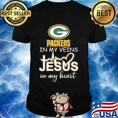 Green Bay Packers in my veins Jesus in my heart shirt