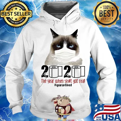 Grumpy Cat mask 2020 the year when shit got real quarantined toilet paper s Hoodie