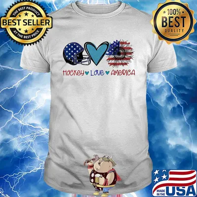 Hockey love heart sunflower American flag veteran Independence Day shirt