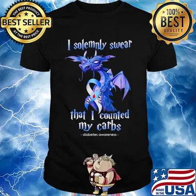 I solemnly swear that I counted my carbs diabetes awareness dragon shirt