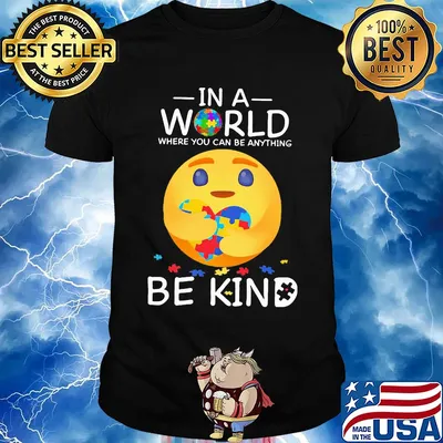 Icon hug heart autism in a world where you can be anything be kind shirt