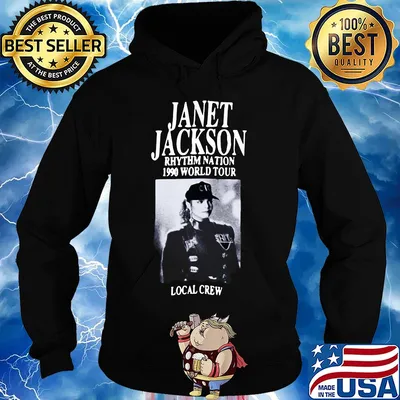 Janet jackson rhythm nation 1990 world tour local crew vintage s Hoodie