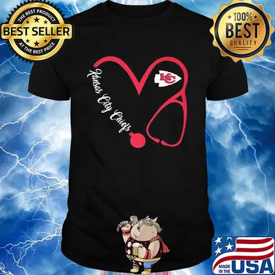 Kansas city chiefs football stethoscope heart shirt