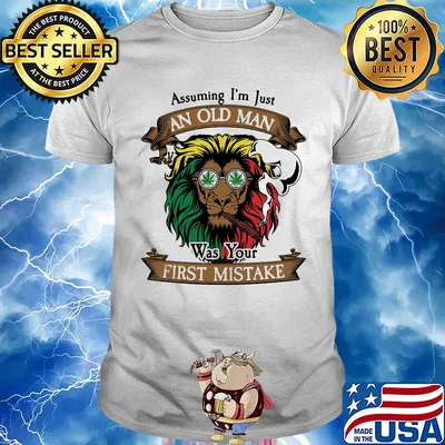 Lion smoking assuming I'm just an old lady was your first mistake vintage shirt
