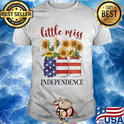 Little miss sunflower american flag independence day shirt