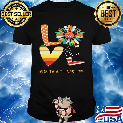 Love delta air lines life flower american flag vintage shirt