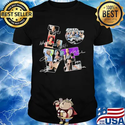 Love fast and furious movies characters signatures shirt