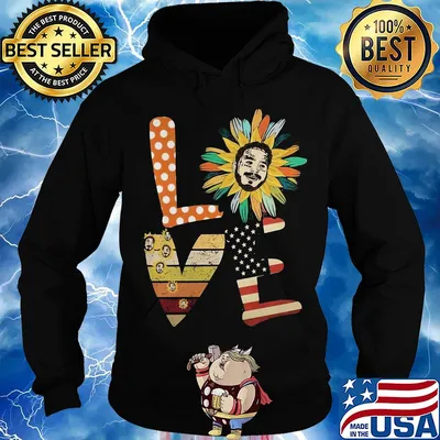 Love sunflower post malone mom life american flag vintage s Hoodie
