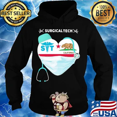 Medical Assistant Surgical Tech heart California Bear nurse mask s Hoodie