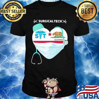 Medical Assistant Surgical Tech heart California Bear nurse mask shirt