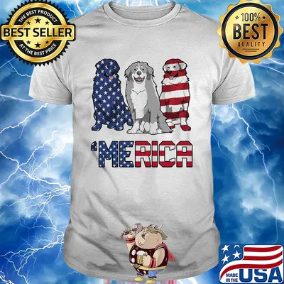 Merica Bernese Mountain Dog American flag veteran Independence Day shirt