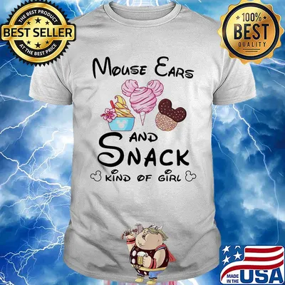 Mickey mouse ears and snack kind of girl cream shirt