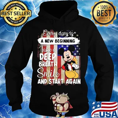 Mickey mouse every day is a new beginning take a deep breath smile and start again american flag independence day s Hoodie