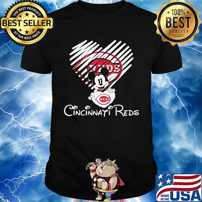 Mickey mouse hug heart cincinnati reds logo shirt