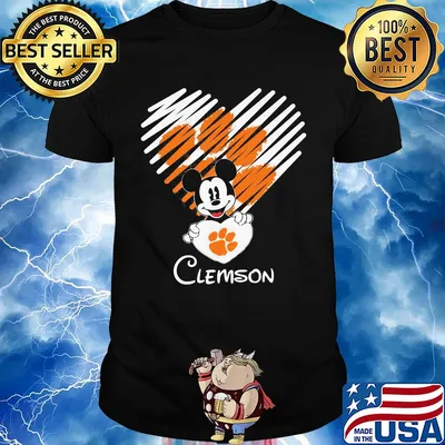 Mickey mouse hug heart clemson tigers logo shirt