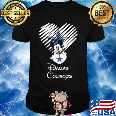 Mickey mouse hug heart dallas cowboys logo shirt