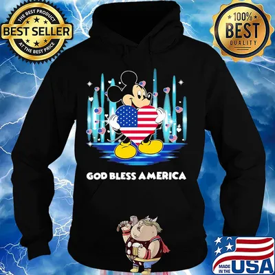 Mickey mouse hug heart god bless america flag independence day s Hoodie