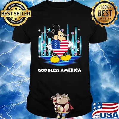 Mickey mouse hug heart god bless america flag independence day shirt