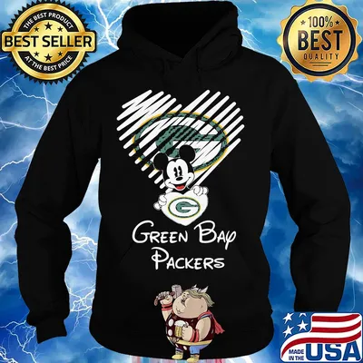 Mickey mouse hug heart green bay packers logo s Hoodie