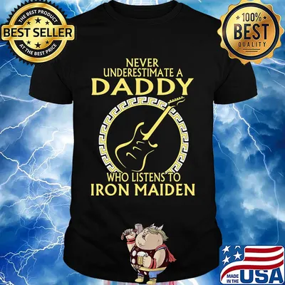 Never underestimate a daddy who listens to Iron Maiden guitar shirt