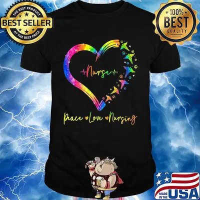 Nurse peace love nursing heart shirt