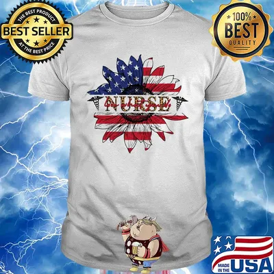 Nurse sunflower American flag veteran Independence Day shirt