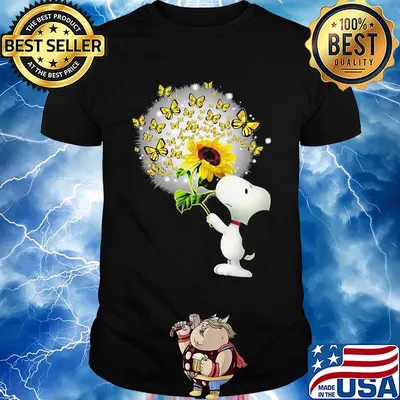 Official Snoopy sunflower and butterfly shirt