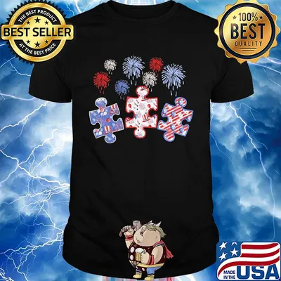 Patriotic autism firework american flag independence day shirt