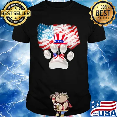 Paw American flag veteran Independence Day shirt