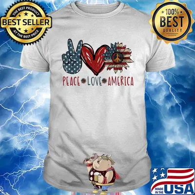 Peace love American flag veteran Independence Day heart shirt