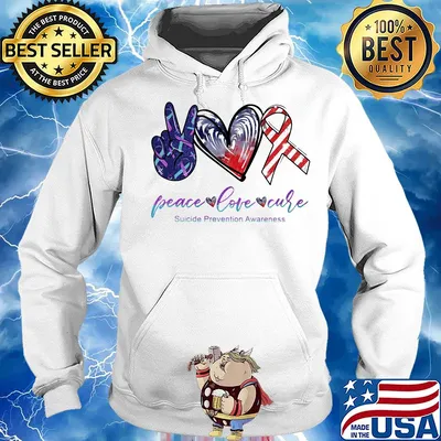 Peace love cure suicide prevention awareness heart s Hoodie