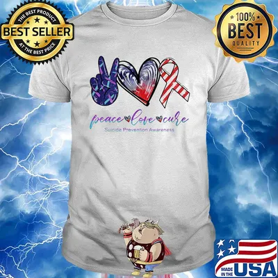 Peace love cure suicide prevention awareness heart shirt