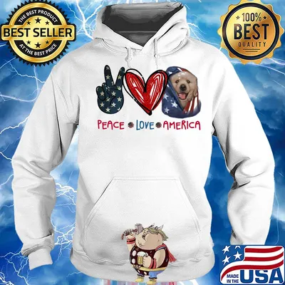 Peace love heart dog American flag veteran Independence Day s Hoodie