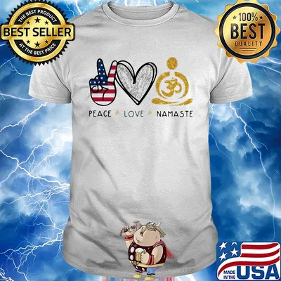 Peace love namaste american flag shirt