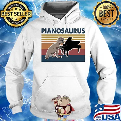 Pianosaurus dinosaur playing piano vintage s Hoodie