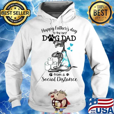 Pit Bull mask tattoo I love dad happy father's day to the best dog dad from a social distance s Hoodie