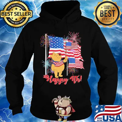 Pooh happy 4th american flag firework independence day s Hoodie