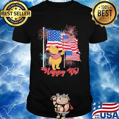 Pooh happy 4th american flag firework independence day shirt