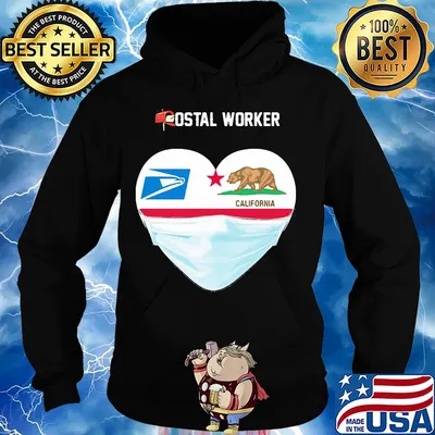 Postal Worker heart California Bear mask s Hoodie