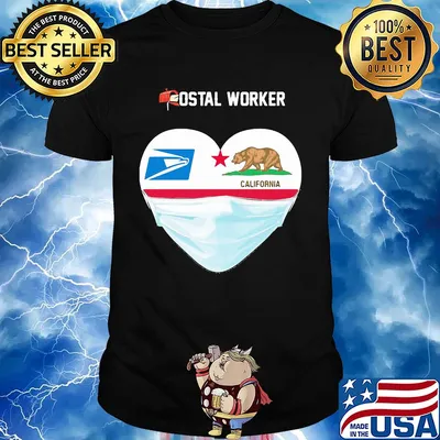 Postal Worker heart California Bear mask shirt