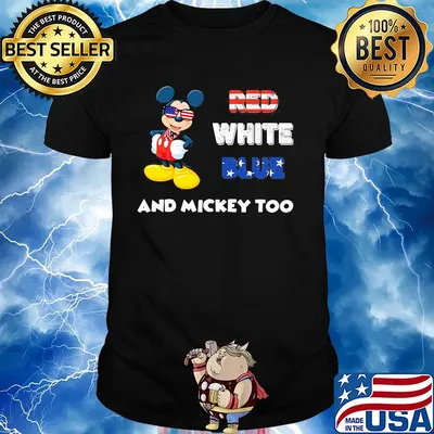 Red white blue and mickey too american flag independence day shirt