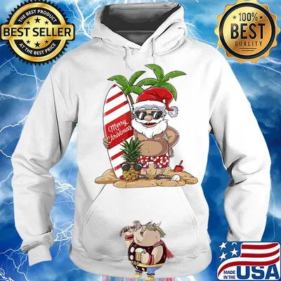 Santa Claus Hawaiian Surfing s Hoodie