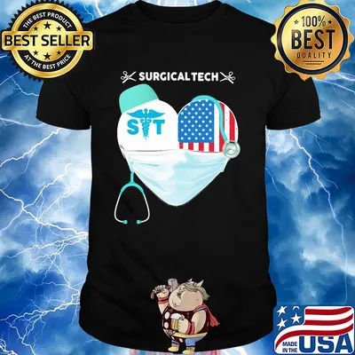 Saurgical Tech American flag veteran Indepence Day heart nurse shirt