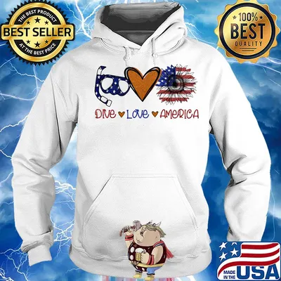 Scuba diving dive love heart sunflower American flag veteran Independence Day s Hoodie