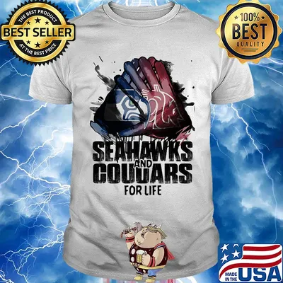 Seattle seahawks and washington state cougars for life art shirt