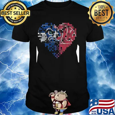 Seattle seahawks and washington state cougars heart puzzle shirt