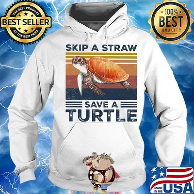 Skip a straw save a turtle vintage s Hoodie